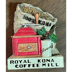 Royal Kona Coffee Mill Refrigerator Magnet Beans Heavy Resin Beans Advertising